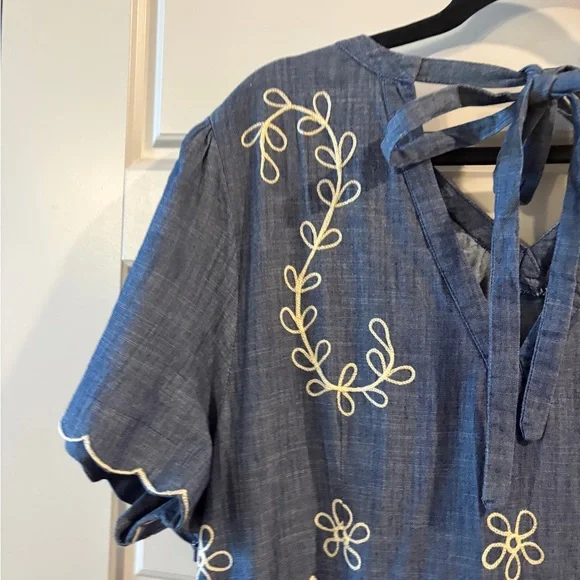 WAYWARD FANCIES ESHAKTI Blue & Cream Embroidered Maxi Dress Size 3X - Picture 10 of 14